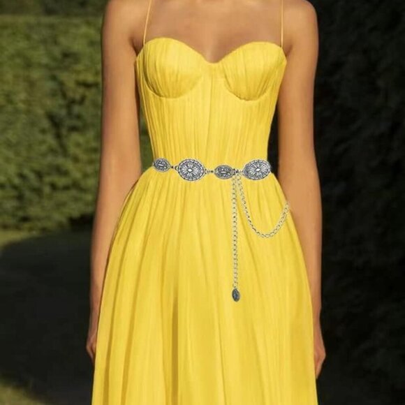 Western Metal Concho Belt for Women Cowgirl Chain Belts for Dresses Jeans Countr - Picture 8 of 9